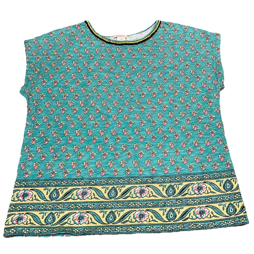Floral Teal Short Sleeve Women's Top